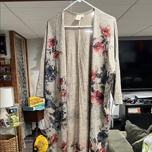 Floral Open Front Cardigan